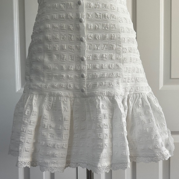 NWT Peppermayo Kristina Exclusive Textured Ruffles White Mini Dress Size 6 - Picture 5 of 14